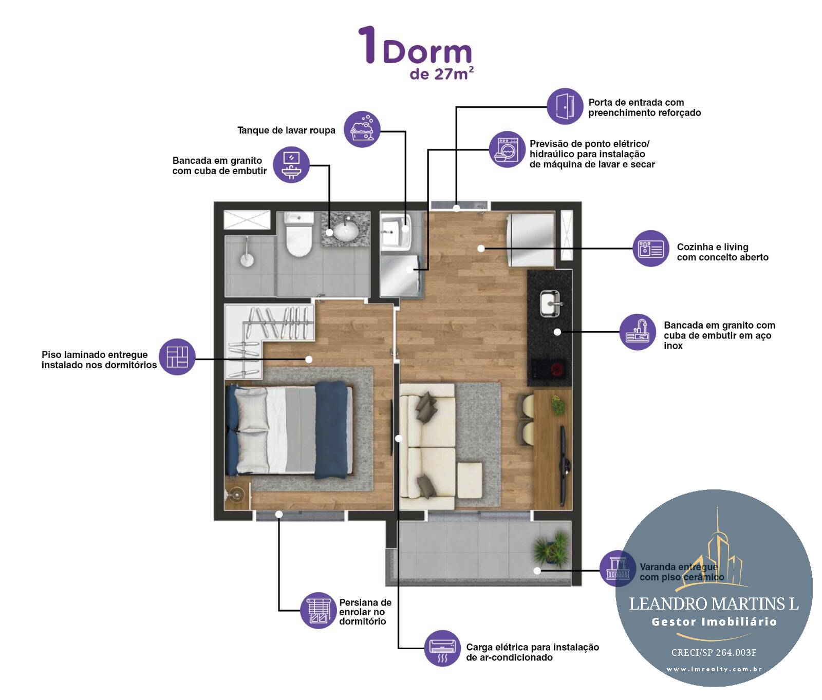 Apartamento para alugar com 1 quarto, 27m² - Foto 19